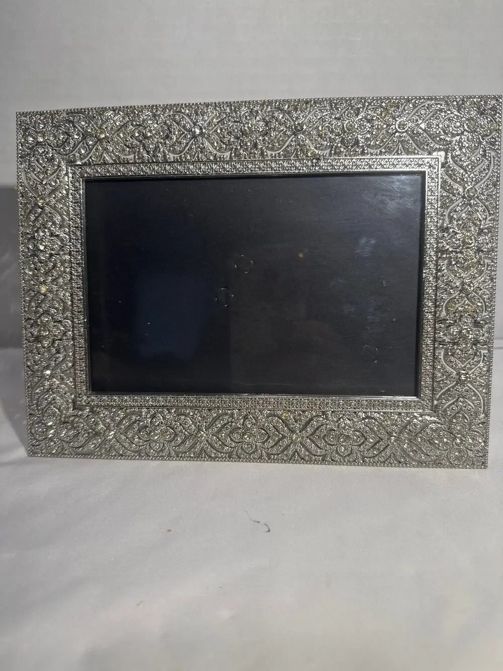 Sheffield Home 4x6 Picture Frame Ornate Silver Tone Rhinestone Filigree